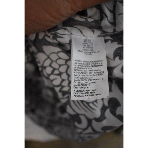 Men's AMZN Essentials Navy Blue and White Hawaiian Print Shirt Size 4XL - Picture 5 of 7